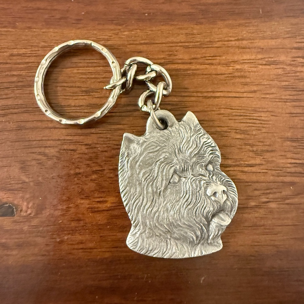 VTG 1982 Radcliffe Pewter Keychain West Highland Terrier Westie  “I Love My Dog”